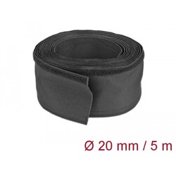 Rękaw tkaninowy z rzepem odporny na ciepło 5 m x 20 mm czarny Delock 19190