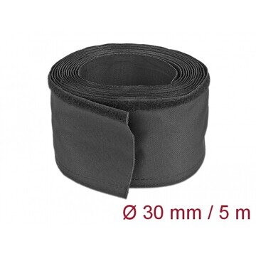 Rękaw tkaninowy z rzepem odporny na ciepło 5 m x 30 mm czarny Delock 19191