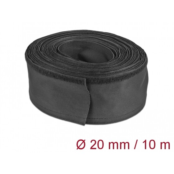 Rękaw tkaninowy z rzepem odporny na ciepło 10 m x 20 mm czarny Delock 19193