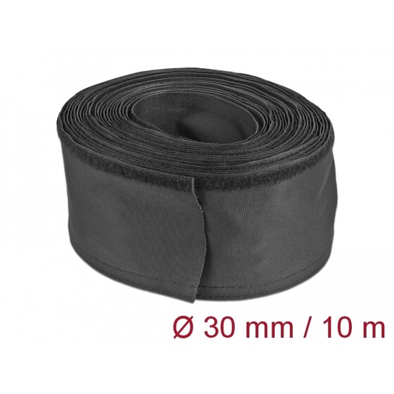 Rękaw tkaninowy z rzepem odporny na ciepło 10 m x 30 mm czarny Delock 19216