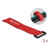 Opaski rzepowe do kabli 280 x 38 mm 3 szt. czerwone Delock 19535