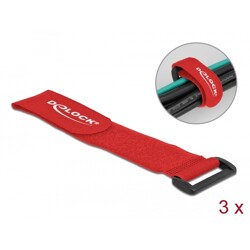 Opaski rzepowe do kabli 280 x 38 mm 3 szt. czerwone Delock 19535