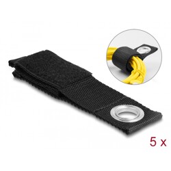 Mocne opaski rzepowe z oczkiem do kabli 260 x 38 mm 5 szt. czarne Delock 19560