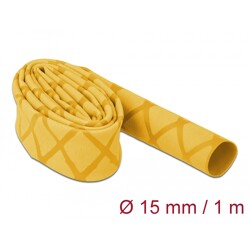 Rękaw termokurczliwy antypoślizgowy wzór krzyżowy 1 m x 15 mm żółty Delock 19592