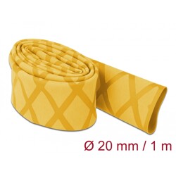 Rękaw termokurczliwy antypoślizgowy wzór krzyżowy 1 m x 20 mm żółty Delock 19595