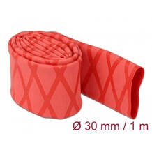 Rękaw termokurczliwy antypoślizgowy wzór krzyżowy 1 m x 30 mm czerwony Delock 19598