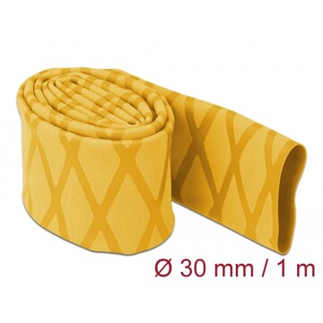 Rękaw termokurczliwy antypoślizgowy wzór krzyżowy 1 m x 30 mm żółty Delock 19599