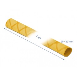 Rękaw termokurczliwy antypoślizgowy wzór krzyżowy 1 m x 30 mm żółty Delock 19599