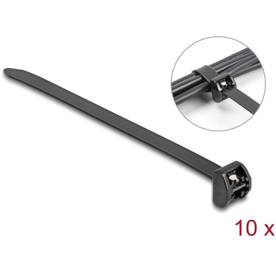 Opaski kablowe z metalową końcówką 457 x 12,7 mm 10 szt. czarne Delock 19730