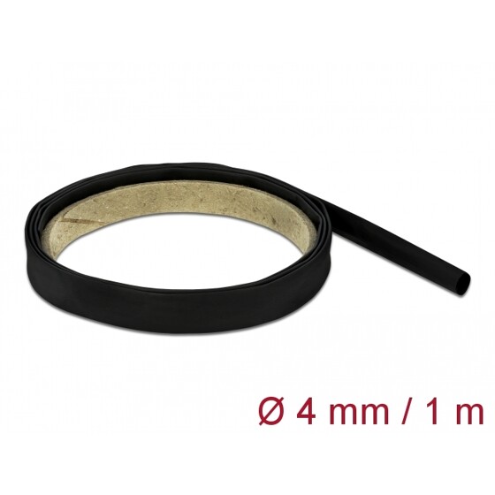 Rurka termokurczliwa 4:1 1 m x 4 mm czarna Delock 19998