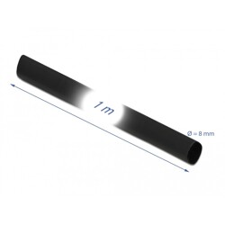 Rurka termokurczliwa 4:1 1 m x 8 mm czarna Delock 20658