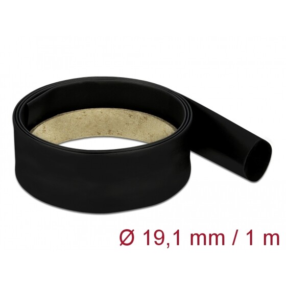 Rurka termokurczliwa 4:1 1 m x 19,1 mm czarna Delock 20662