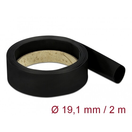 Rurka termokurczliwa 4:1 2 m x 19,1 mm czarna Delock 20669