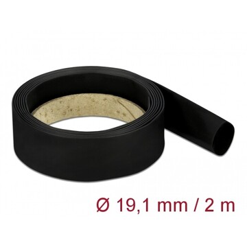 Rurka termokurczliwa 4:1 2 m x 19,1 mm czarna Delock 20669