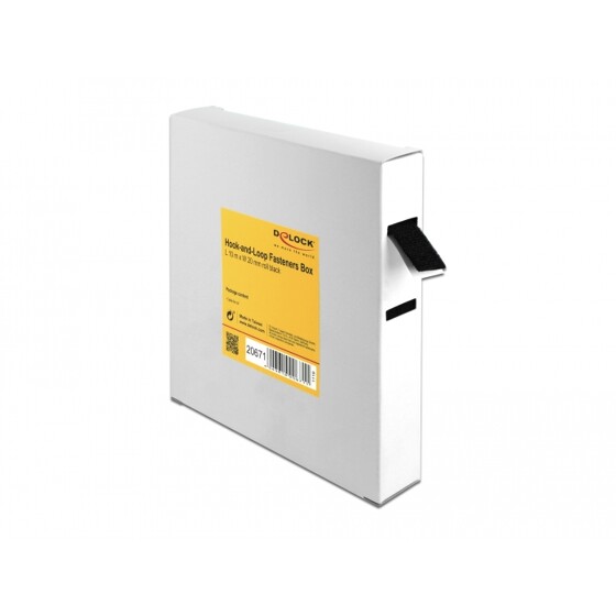 Taśma rzep na rolce 10 m x 20 mm w pudełku czarna Delock 20671