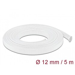 Koszulka pleciona rozciągana 5 m x 12 mm biały Delock 20694