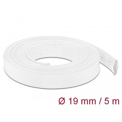 Koszulka pleciona rozciągana 5 m x 19 mm biały Delock 20695