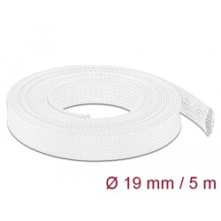 Koszulka pleciona rozciągana 5 m x 19 mm biały Delock 20695