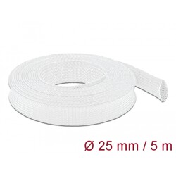 Koszulka pleciona rozciągana 5 m x 25 mm biały Delock 20696