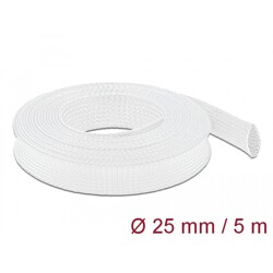 Koszulka pleciona rozciągana 5 m x 25 mm biały Delock 20696