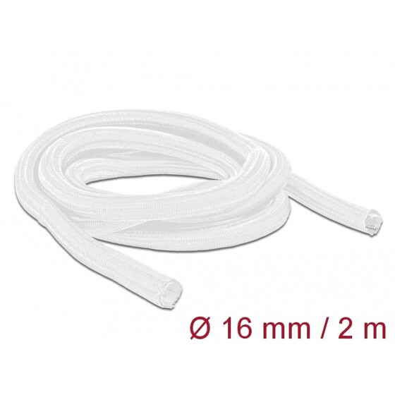 Koszulka pleciona rozciągana 2 m x 16 mm biały Delock 20699