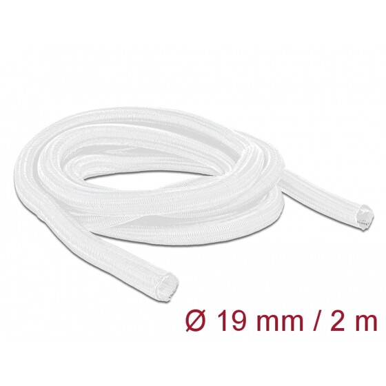 Koszulka pleciona rozciągana 2 m x 19 mm biały Delock 20700