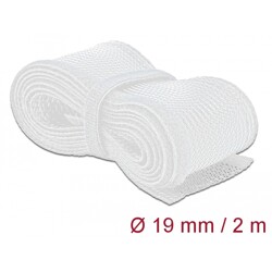 Koszulka pleciona z zapięciem haczyk-pętelka 2 m x 19 mm biały Delock 20702