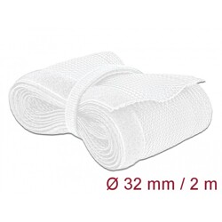 Koszulka pleciona z zapięciem haczyk-pętelka 2 m x 32 mm biały Delock 20703
