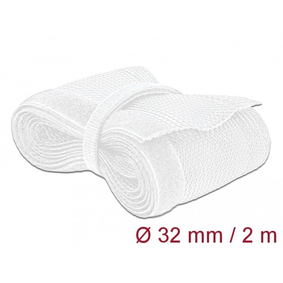 Koszulka pleciona z zapięciem haczyk-pętelka 2 m x 32 mm biały Delock 20703