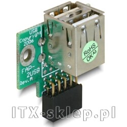 Gniazdo wewnętrzne USB żeńskie  2x USB żeńskie (górne) 1