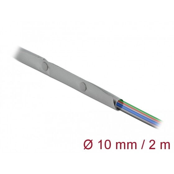 Rękaw kablowy z zatrzaskami 2 m x 10 mm szary/czarny Delock 20725