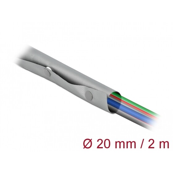 Rękaw kablowy z zatrzaskami 2 m x 20 mm szary/czarny Delock 20726