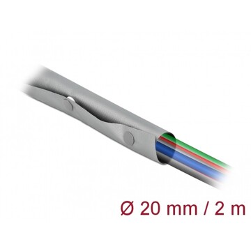 Rękaw kablowy z zatrzaskami 2 m x 20 mm szary/czarny Delock 20726