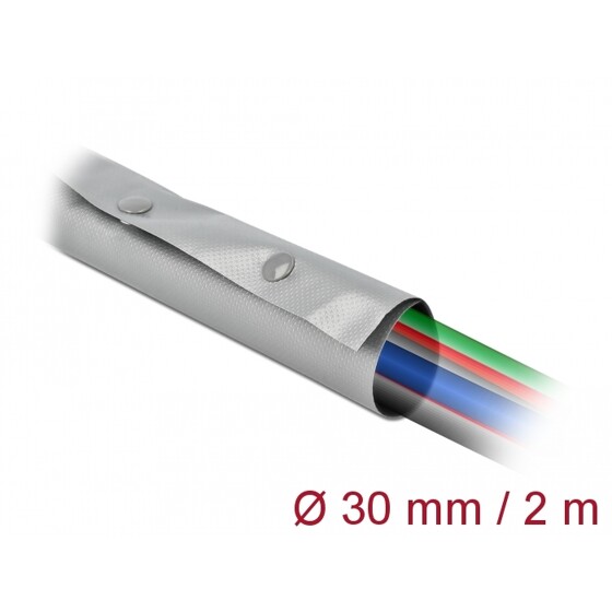 Rękaw kablowy z zatrzaskami 2 m x 30 mm szary/czarny Delock 20727