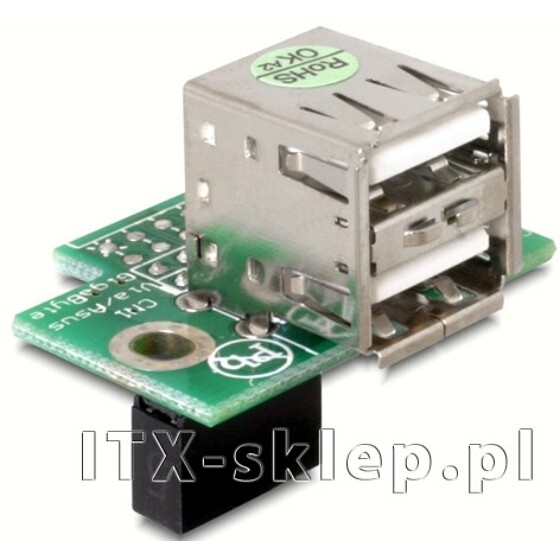Gniazdo wewnętrzne USB żeńskie  2x USB żeńskie (górne) kątowe