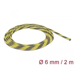 Koszulka pleciona rozciągana 2 m x 6 mm czarno-żółta Delock 20737