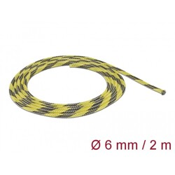 Koszulka pleciona rozciągana 2 m x 6 mm czarno-żółta Delock 20737