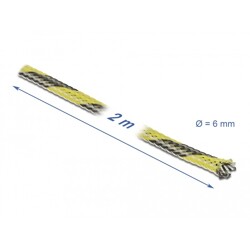 Koszulka pleciona rozciągana 2 m x 6 mm czarno-żółta Delock 20737 Koszulka pleciona rozciągana 2 m x 6 mm czarno-żółta Delock 20737