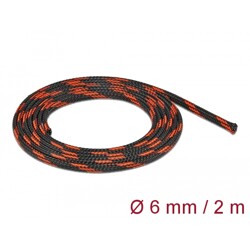 Koszulka pleciona rozciągana 2 m x 6 mm czarno-czerwona Delock 20738