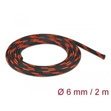 Koszulka pleciona rozciągana 2 m x 6 mm czarno-czerwona Delock 20738
