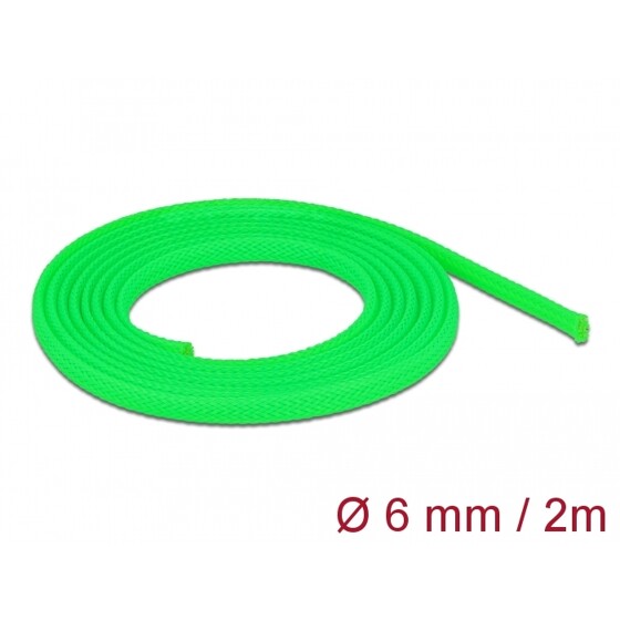 Koszulka pleciona rozciągana 2 m x 6 mm zielona Delock 20739