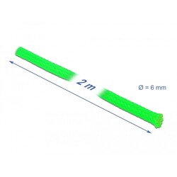 Koszulka pleciona rozciągana 2 m x 6 mm zielona Delock 20739 Koszulka pleciona rozciągana 2 m x 6 mm zielona Delock 20739