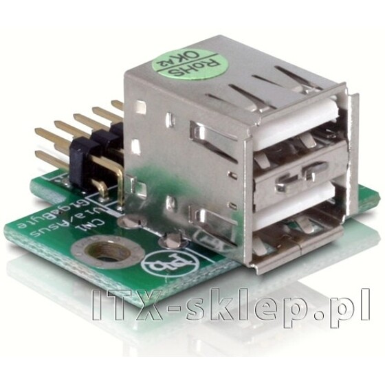 Gniazdo wewnętrzne USB męskie  2x USB żeńskie (górne)