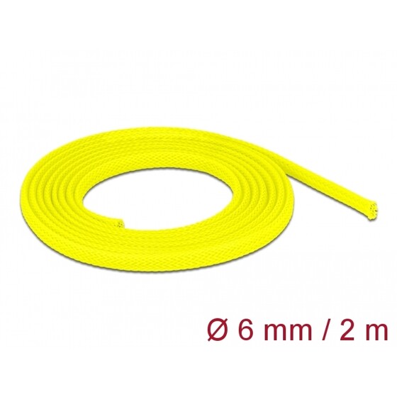 Koszulka pleciona rozciągana 2 m x 6 mm żółta Delock 20740