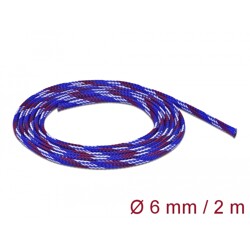 Koszulka pleciona rozciągana 2 m x 6 mm niebiesko-czerwono-biała Delock 20741