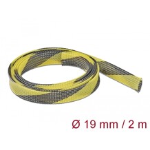 Koszulka pleciona rozciągana 2 m x 19 mm czarno-żółta Delock 20742