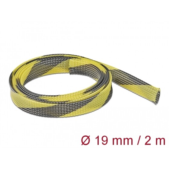 Koszulka pleciona rozciągana 2 m x 19 mm czarno-żółta Delock 20742