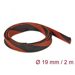 Koszulka pleciona rozciągana 2 m x 19 mm czarno-czerwona Delock 20743