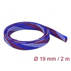 Koszulka pleciona rozciągana 2 m x 19 mm niebiesko-czerwono-biała Delock 20746