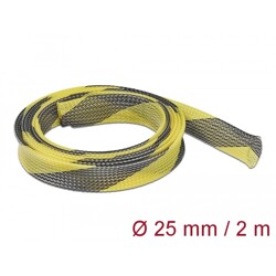 Koszulka pleciona rozciągana 2 m x 25 mm czarno-żółta Delock 20747